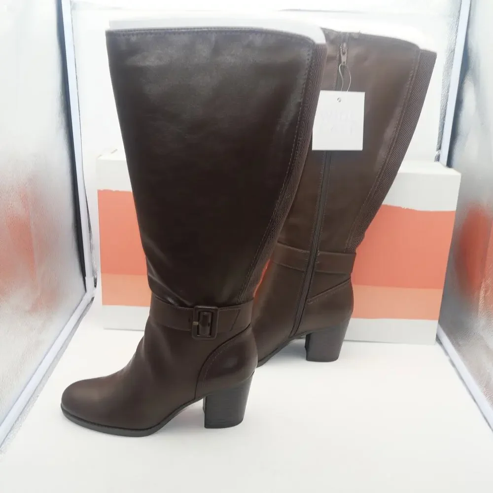 NEW Soul by Naturalizer Women's 8.5 Twinkle High Shaft Boots Brown Wide Calf